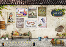 wholesale vintage metal craft for home decoration,retro wall metal tin signs