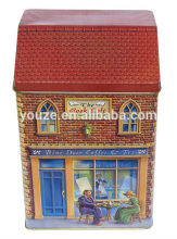 House shaped gift tin box