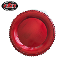 Antique Red Beaded Outer Rim Plastic Charger Plate