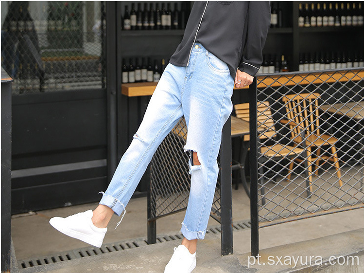 Outono 2020 novo jeans meia-calça feminina jeans feminino