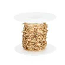 Gold Plated Brass Chains for DIY Jewelry: 5m/roll Real 18K Gold Coated Cable Link Chains