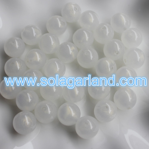 8MM, 10MM, 12MM Acrylic Round Translucent Chunky Gumball Beads Jelly Milky White Color