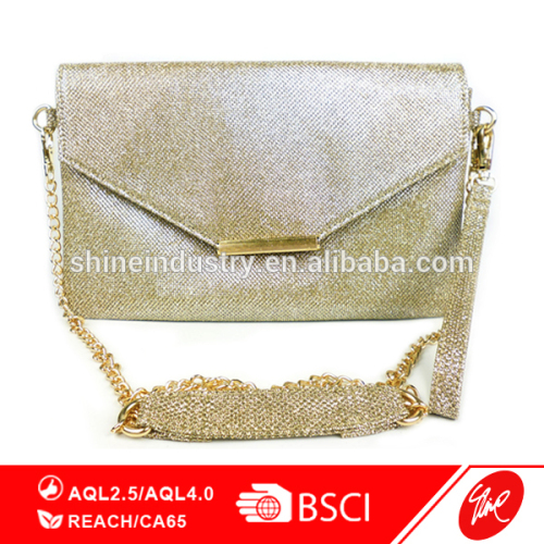 Shining Coated Canvas Chain Envelope Bag