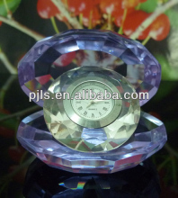 purple crystal shell with clock for table decoration graduation gifts