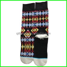 Funky pattern cotton men custom knit tube socks