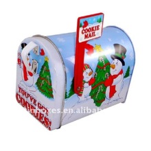 pretty snowman tin mail box