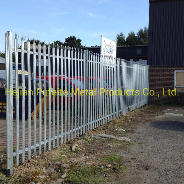 Hot Dipped Galvanized 2.4m Triple Point Spear Straight Top W Pale Palisade Security Fencing