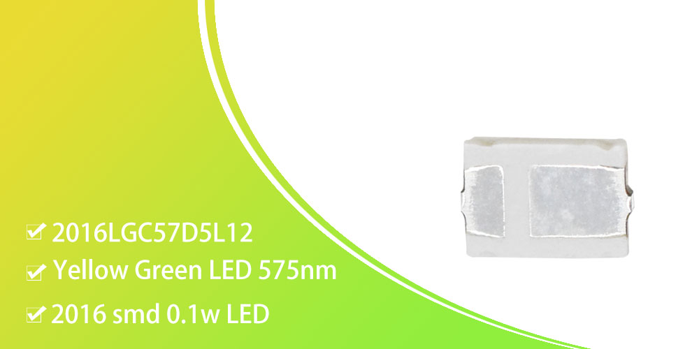 2016LGC57D5L12 SMTSMD 2016 LED 570nm Standard LEDs Yellow-green Color