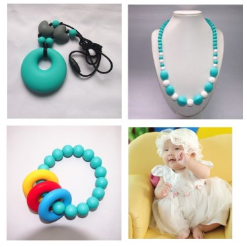 baby girl birthday gifts/mom silicone fashion baby teething necklace wholesale