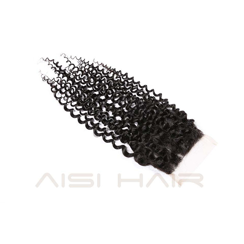 Brazilian Afro Curly 4*4 Lace Closure Human Hair Human Hair Extensions Natural Color Human Hair