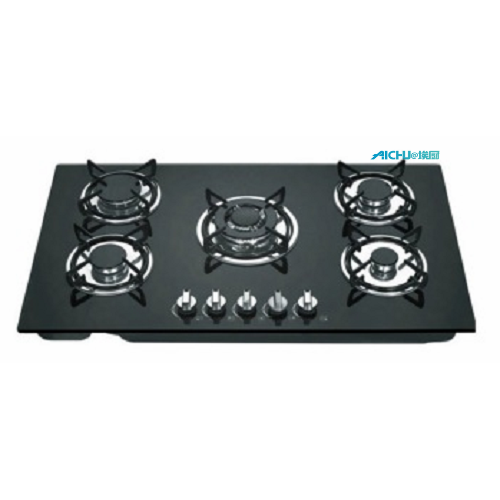 Tempered Glass Top 5 Burners Built-in Gas Stove