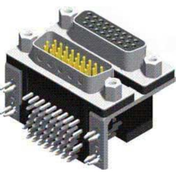 D-SUB PCB с двумя портами, под прямым углом, женский и мужской