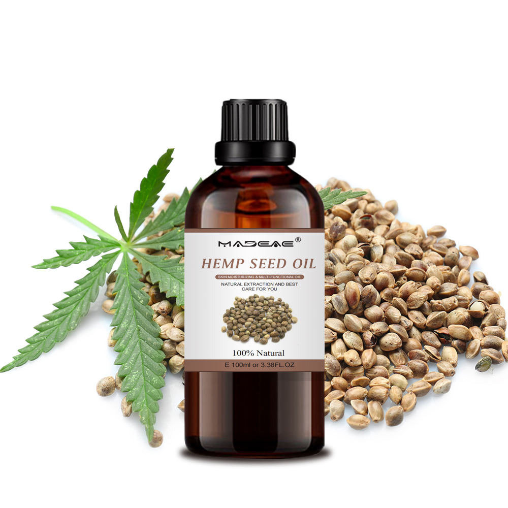 label privé 100 ml de massage d&#39;huile de graines de chanvre naturelle