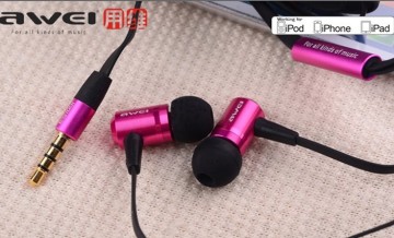 Awei ES-100i wired earphones deep bass mobilephone headsets with microphone in several colors