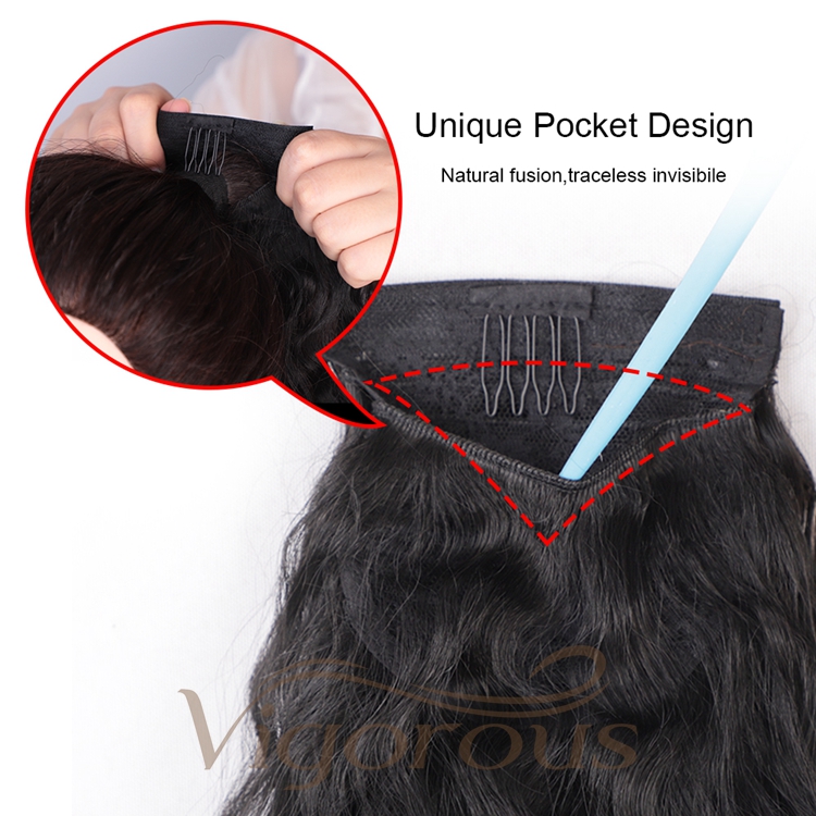 Cheapest Wholesale High Girls Comb Hairpiece Extension Tie Clip Ins Afro Kinky Elastic Hair Band Ponytail Drawstring