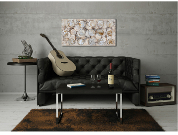 Abstract Wall Art Silver Circle Oil Painting