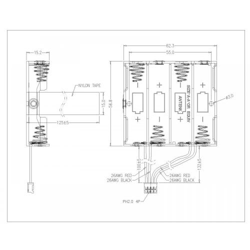 BBA-5-4-B-R-2 4 PIECES Battery Holders Parallel Connection