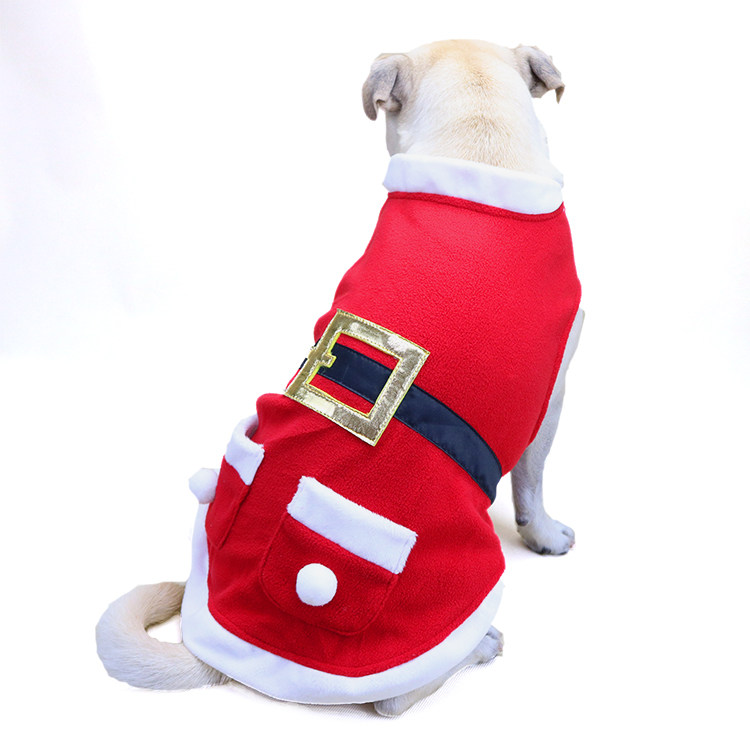 Super September stocked Shiny velvet fabric balls waistband pocket classic dog clothes pet Christmas coat