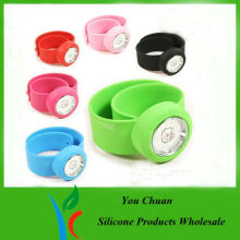 Pink / Purple / Red Silicone Snap Slap Wristband Watch With Hello Ketty Face