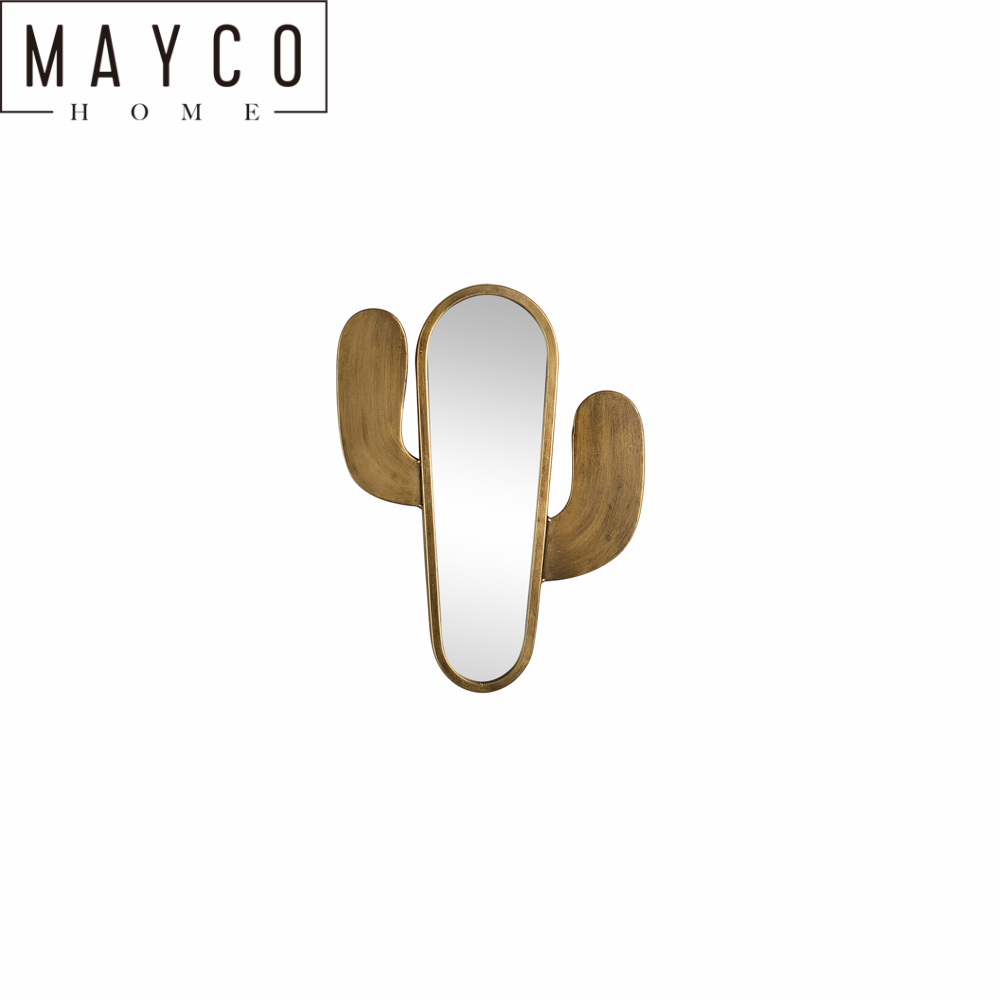 Mayco Accent Antique Gold Framed Decorative Cactus Mirror