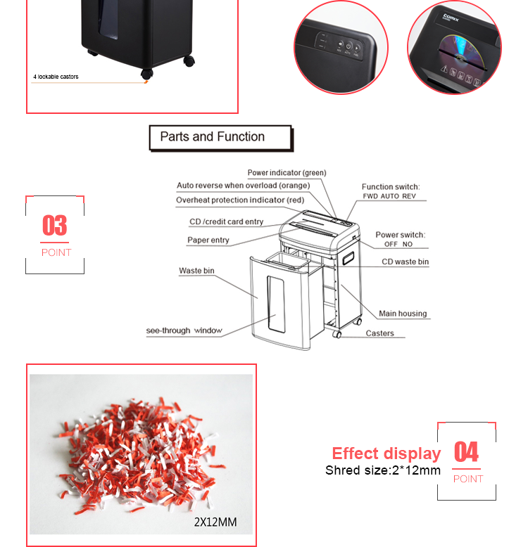 Comix Home Used 22L Plastic auto feed paper shredder for sale