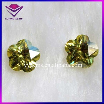 Beauty Flower Peridot Cubic Zirconia Gemstone for 925 Silver China CZ Rings