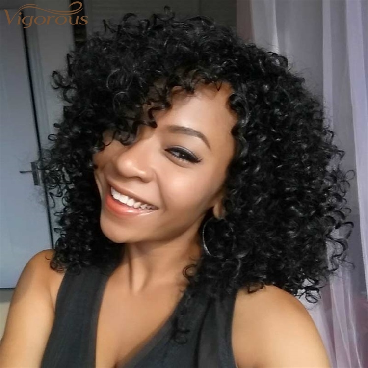 Vigorous High Temperature Short Kinky Curly Wigs for African American Women Black Synthetic Party Wigs Heat Resistant Wholesale