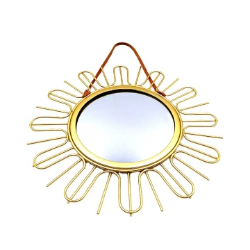 Gold Sun-shaped Hanging Wall Mirror