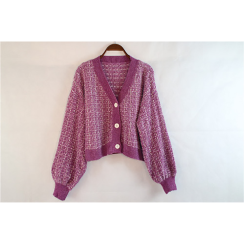 Damas Purple Knit Cardigan al por mayor