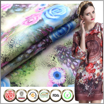 Keqiao Semi digital printing Floral printed elastic satin fabric