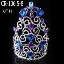 Venta por mayor del Rhinestone Color gran desfile coronas