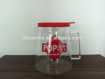 Microwave safe borosilicate glass popcorn maker with silicone cover