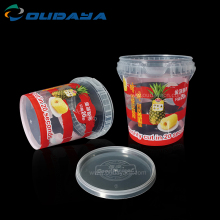 custom 800ml transparent plasitc bucket with lid handle
