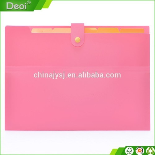 2015 latest in Alibaba fashionable pp plastic expanding file case with button closure