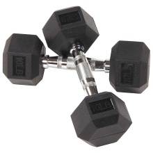 Rubber Coated Hex Dumbbells: Fitness Strength Training with Durable Cast Iron Core