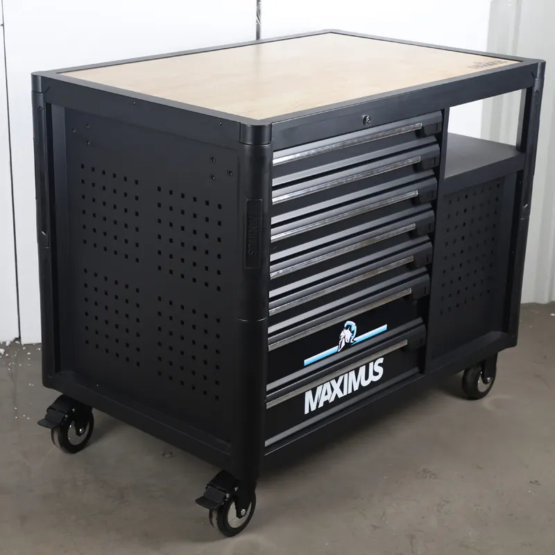 Goldenline 12 Drawers Garage Tool Storage Cabinet with Multifunctional Oak Top