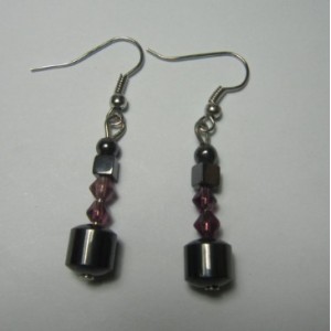 Pendiente Hematite con hallazgo de color plata