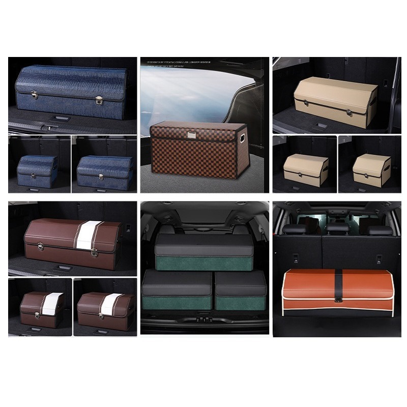 Waterproof Leather Foldable Car Trunk Storage Box Large Capacity Car Organizer