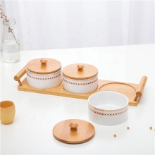 Nordic Style Luxury Spice Salt Canister Sets with Wooden Lid and Tray