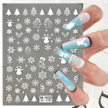 White Snowflake Custom Nail Decals Stickers OEM 3D Nail Art