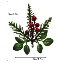 Artificial Pine Branches with Holly Berries for DIY Christmas Wreaths and Decorations