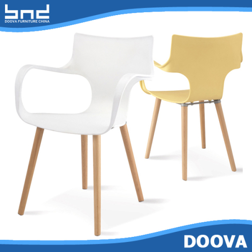 New design plastic armchair with wood legs living room chair