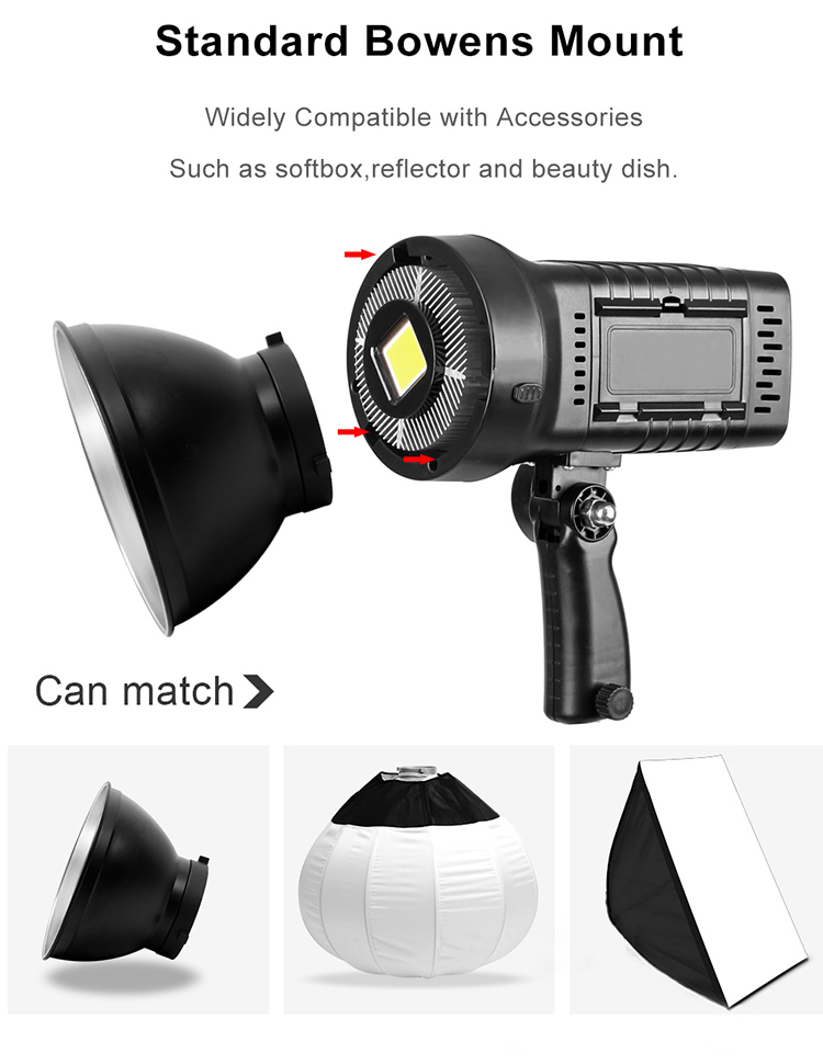 Lampe vidéo LED 200W avec 3 filtres de couleur et réflecteur 5600K lumière de prise de vue à la lumière du jour à intensité variable avec boîte à lumière lanterne