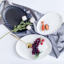 fancy decorative white shell  dinner ceramic plate pizza plate turkey porcelain plate