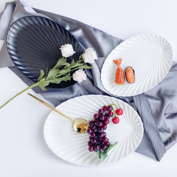 fancy decorative white shell  dinner ceramic plate pizza plate turkey porcelain plate