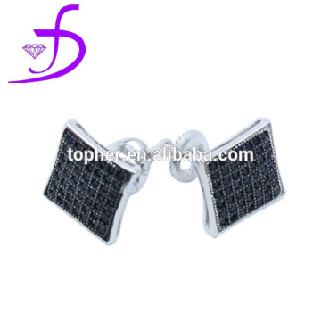 Micro pave setting jewelry 925 silver jewelry square shape stud earring pave setting