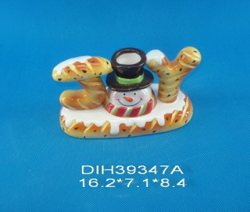 Funny Snowman Ceramic Candle Holder