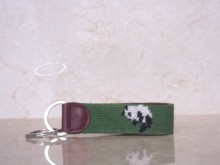 2014 New Handmade Panada Needlepoint Key fobs leather keychains