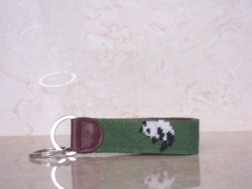 2014 New Handmade Panada Needlepoint Key fobs leather keychains