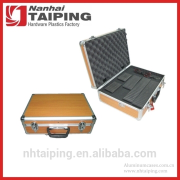 Wood Print Aluminum Case Tool Box Carry Storage Case Box
